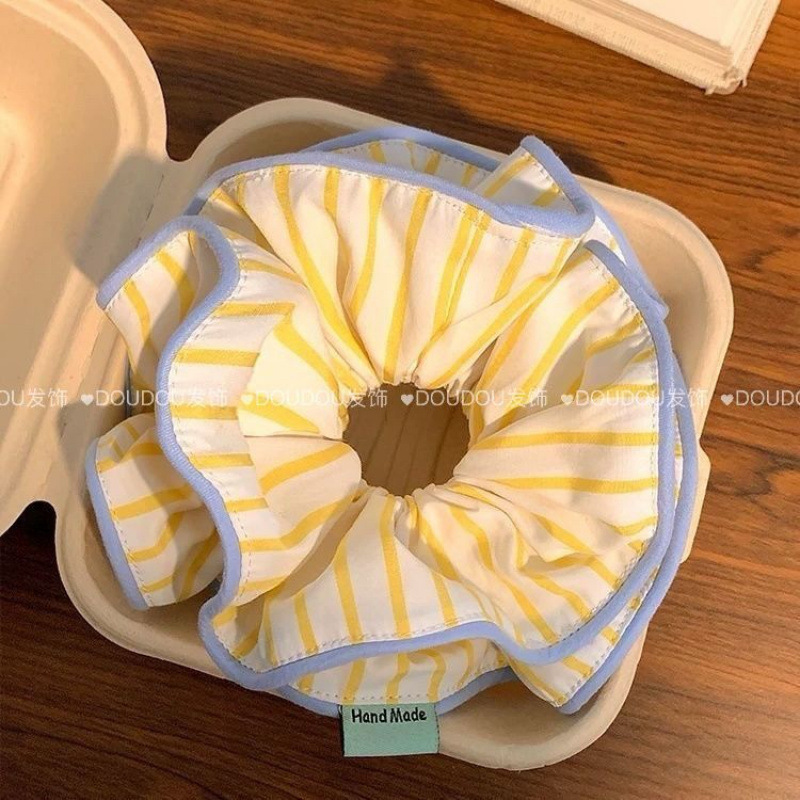 奶油超大法式简约气质云朵大肠发圈高级丸子头饰复古发绳头绳发饰|undefined