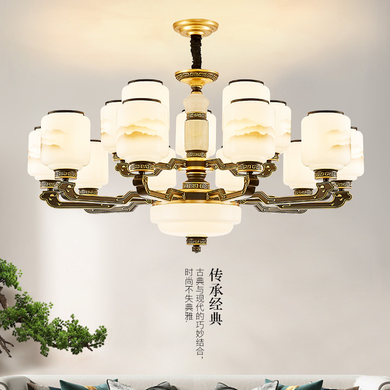 新中式吊灯客厅灯大气中国风餐厅灯别墅复式楼自建房大厅多层吊灯