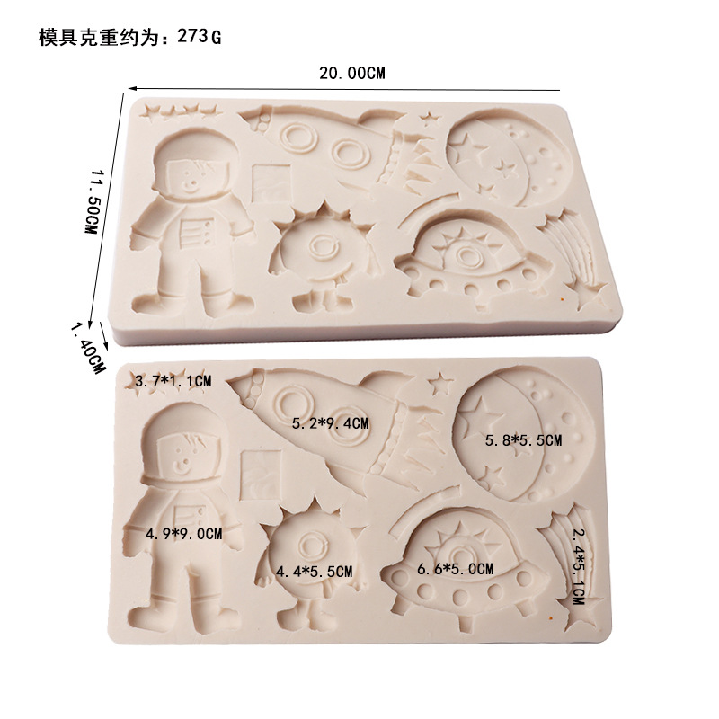 Molde de pastel nave espacial astronauta fondant chocolate molde de silicona meteorito espacio luna aterrizaje tema molde