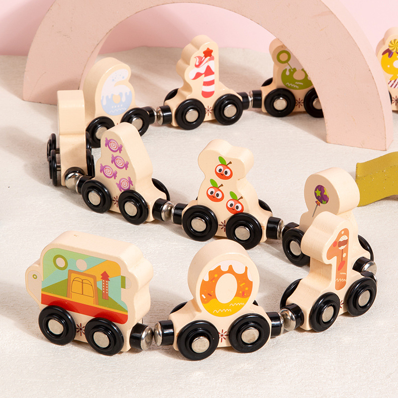 CPCCE 11 secciones animales digitales coche tractor tren cognitivo iluminación juguetes de madera de educación temprana