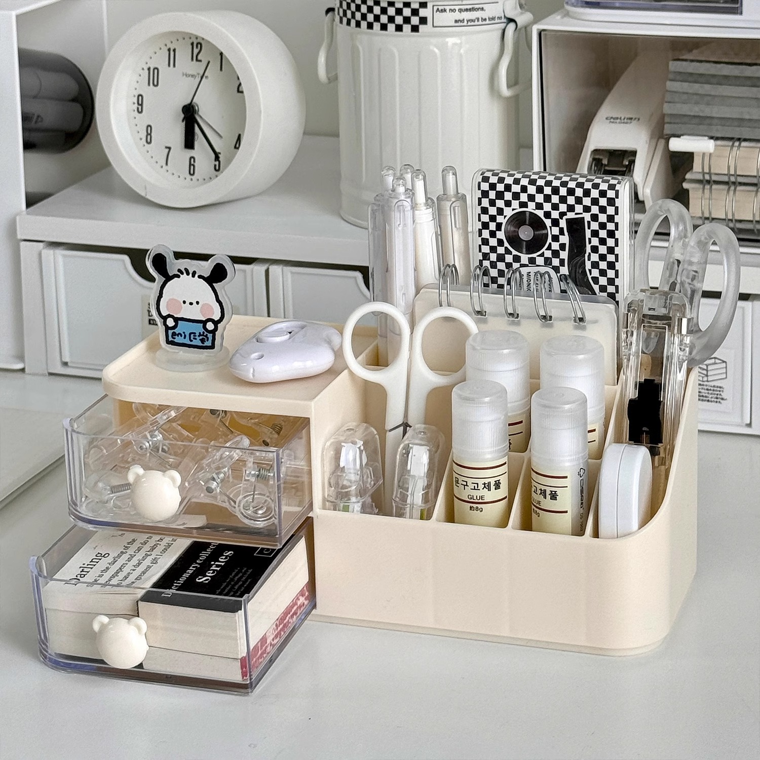 Desk Organizer Drawer-style Transparent Stationery Storage Gadget Student Dorm Desk Divided Pen Holder Storage Shelf