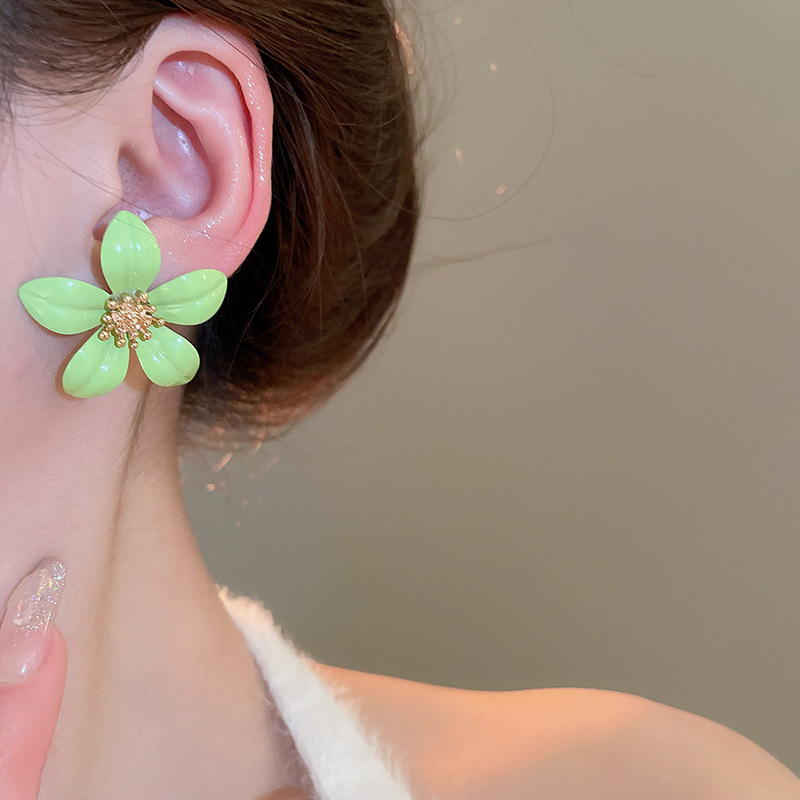 1 Par Dulce Flor Esmalte Aleación Hierro Pendientes display picture 20