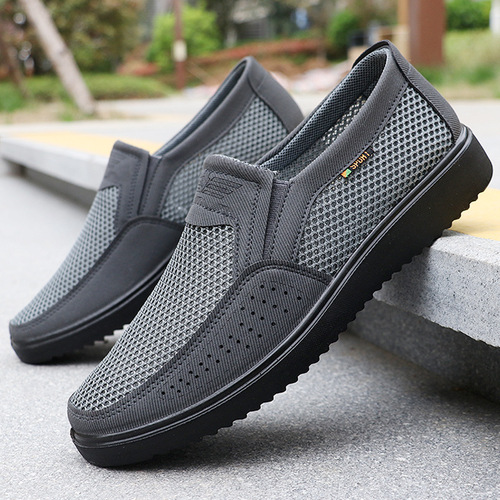 Men's Large Shoes Summer Mesh New Casual Dress Shoes Breathable Slip-On PU Sandals