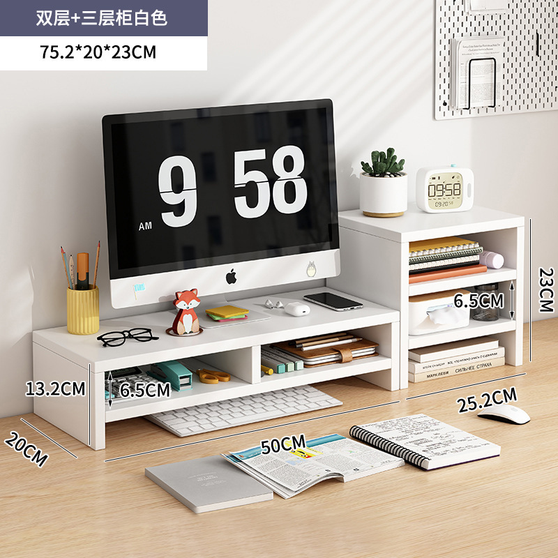 더블 레이어 따뜻한 흰색 + 3 레이어 보관 캐비닛