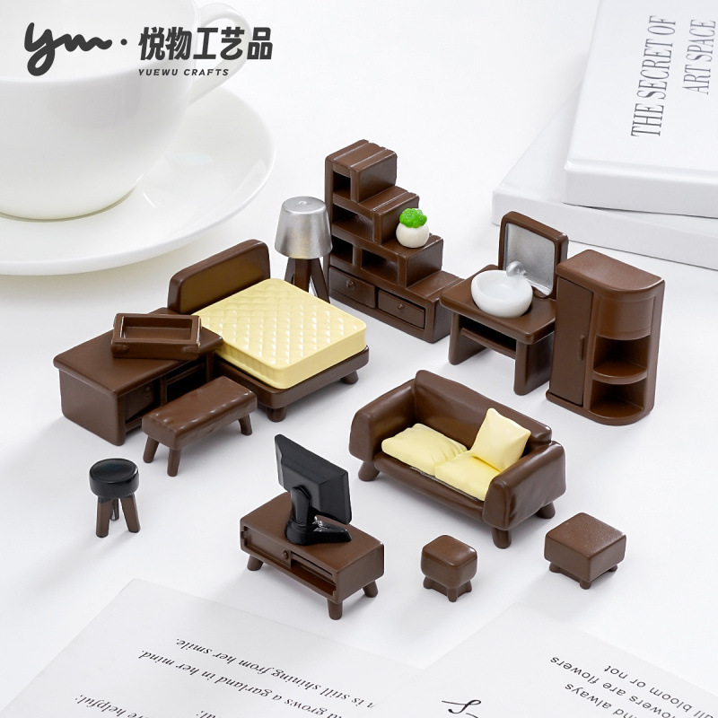 Creative Artificial Wardrobe Bench Furniture Set Series Baby House DIY Decoration Accessories Mini Desktop Small Ornaments