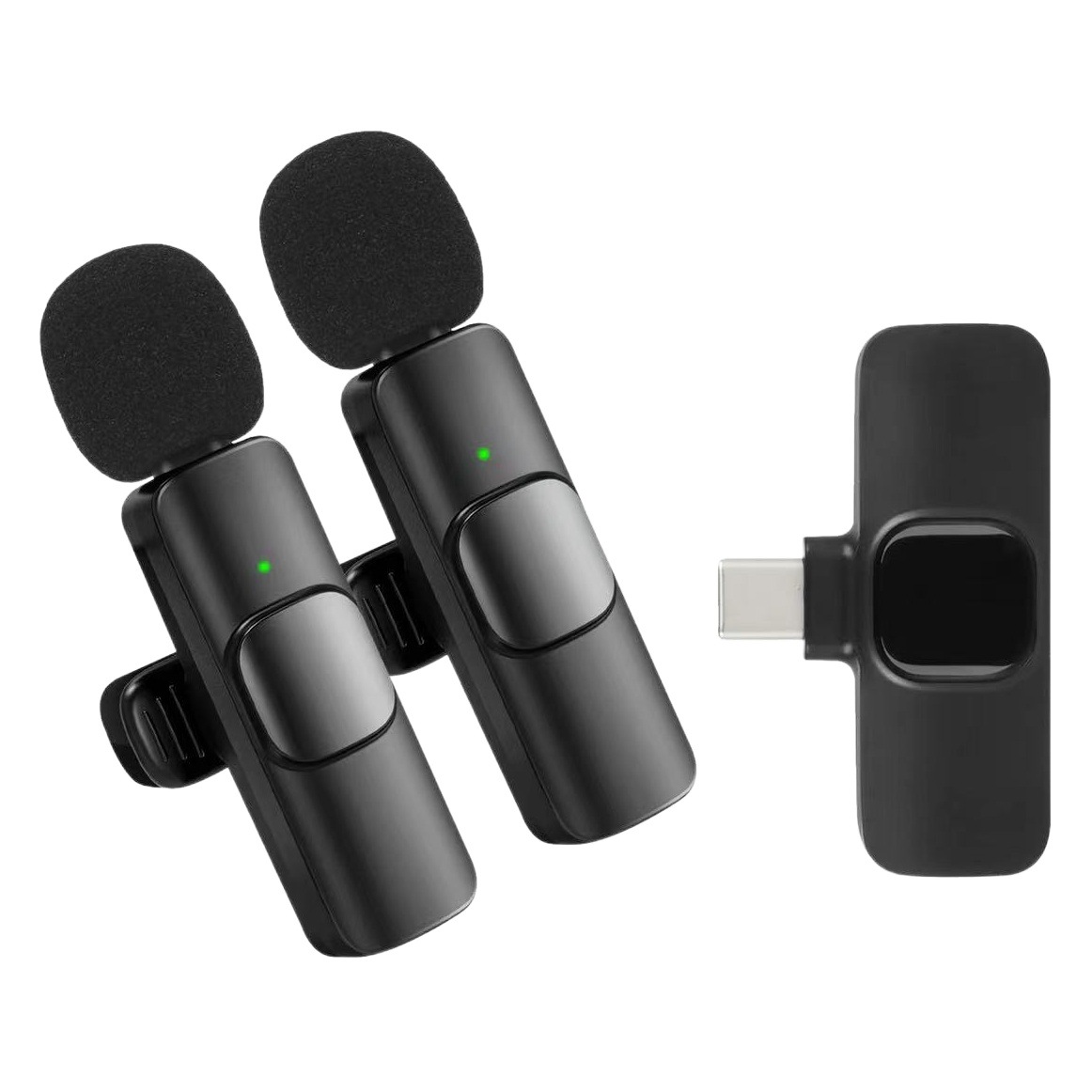 Micrófono de clip de cuello inalámbrico uno para dos al aire libre teléfono móvil equipo de transmisión en vivo grabación de vídeo corto radio micrófono de reducción de ruido