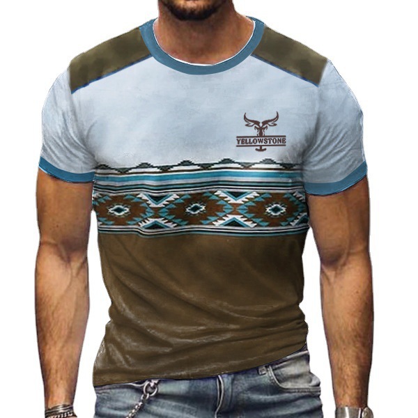 2024 nueva moda callejera impresión 3D camiseta transfronteriza verano casual suelta deportiva impresión 3D manga corta