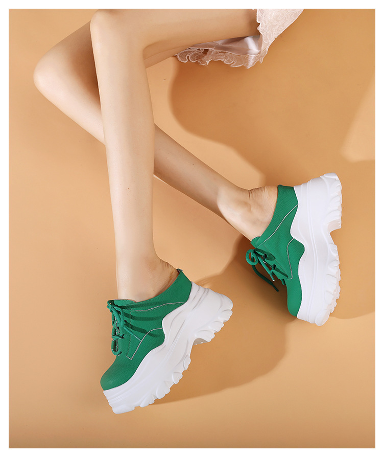 Dép sandal nữ quai chữ V đế dày 10 cm phối ren — Màu đen chi tiết 8