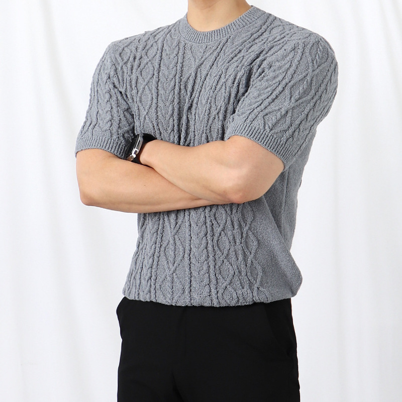 Cross-border TEMU Xiyin Amazon Men's Twist Flower Crewneck Autumn and Winter Knitwear Sweater