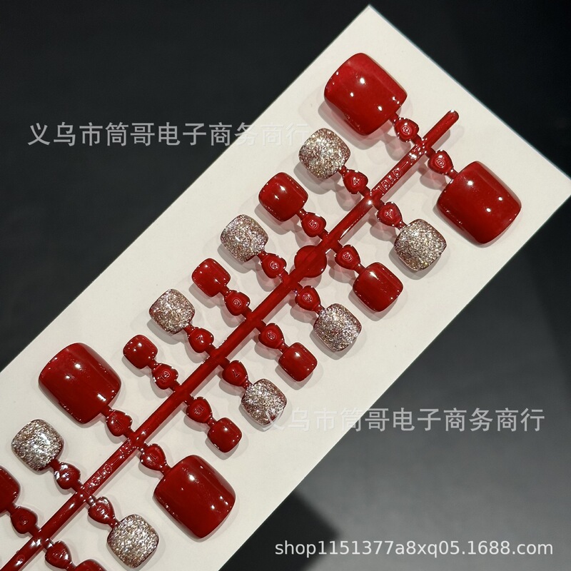 [Foot armor] Wear a red color nail nail nail nail nail nail nail rubber spray uv armor prefabricated cat's eye French nail half