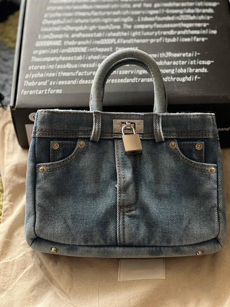 Internet celebrity's same style denim fashionable and casual versatile handbag, personalized commuting shoulder_voghion.com