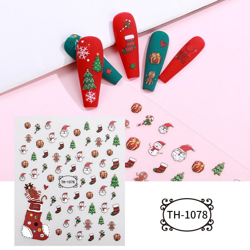 Zhengxiang 新しいインターネット有名人クリスマスネイルアートステッカー DIY ネイルアートデカールクロスボーダー雪だるまクリスマスツリー INS ネイルステッカー|undefined