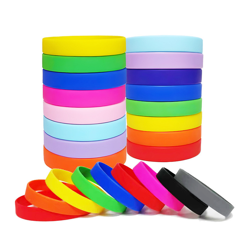 in stock Silicone Bracelet Aperture Adult Solid Color Bracelet Rubber DIY Bracelet Group Activity Identification Wrist Band