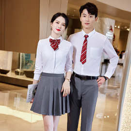春装新款韩版时尚白衬衣正装男女学生同款职业装衬衫长袖工作班服