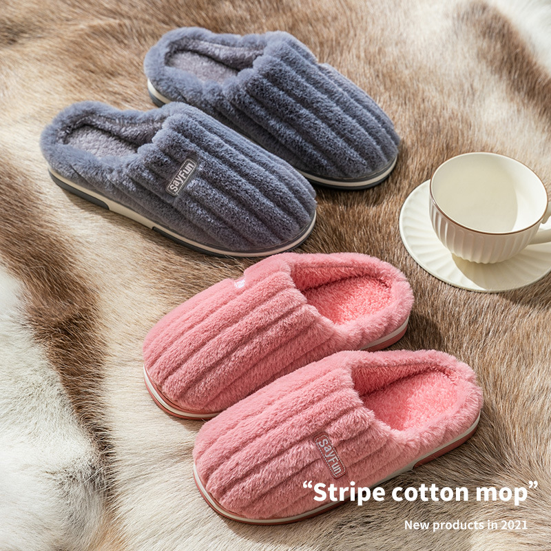 JELIA zapatillas de algodón de gran tamaño para hombres 2025 invierno nuevo interior casa cálido peludo pareja zapatillas de algodón para mujeres