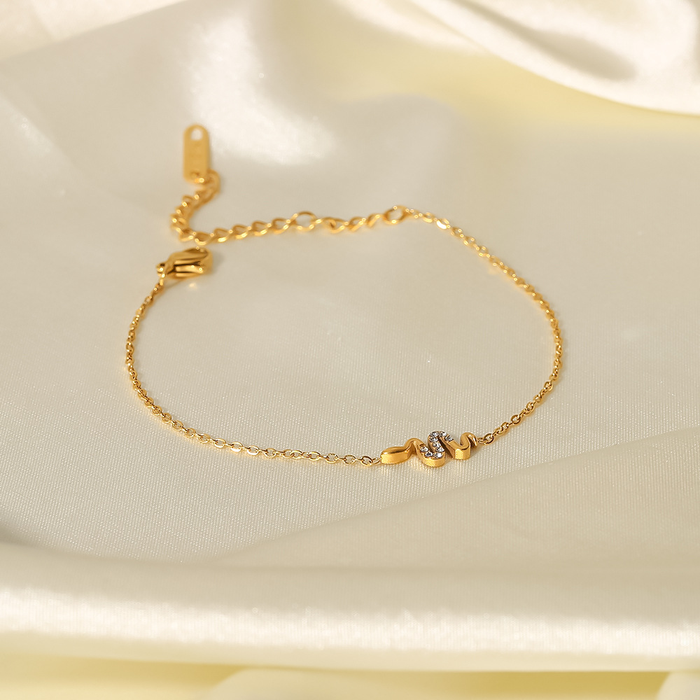 Fashion Snake Stainless Steel Gold Plated Zircon Gold Plated Bracelets display picture 3