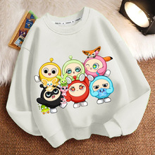 跨境蛋仔六小只秋冬款男女童卡通印花卫衣中学生圆领加厚长袖上衣