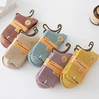 Новые женские носки с двойной иглой, однотонные повседневные хлопковые носки, осенне-зимние толстые теплые чесаные Хлопковые женские носки оптом