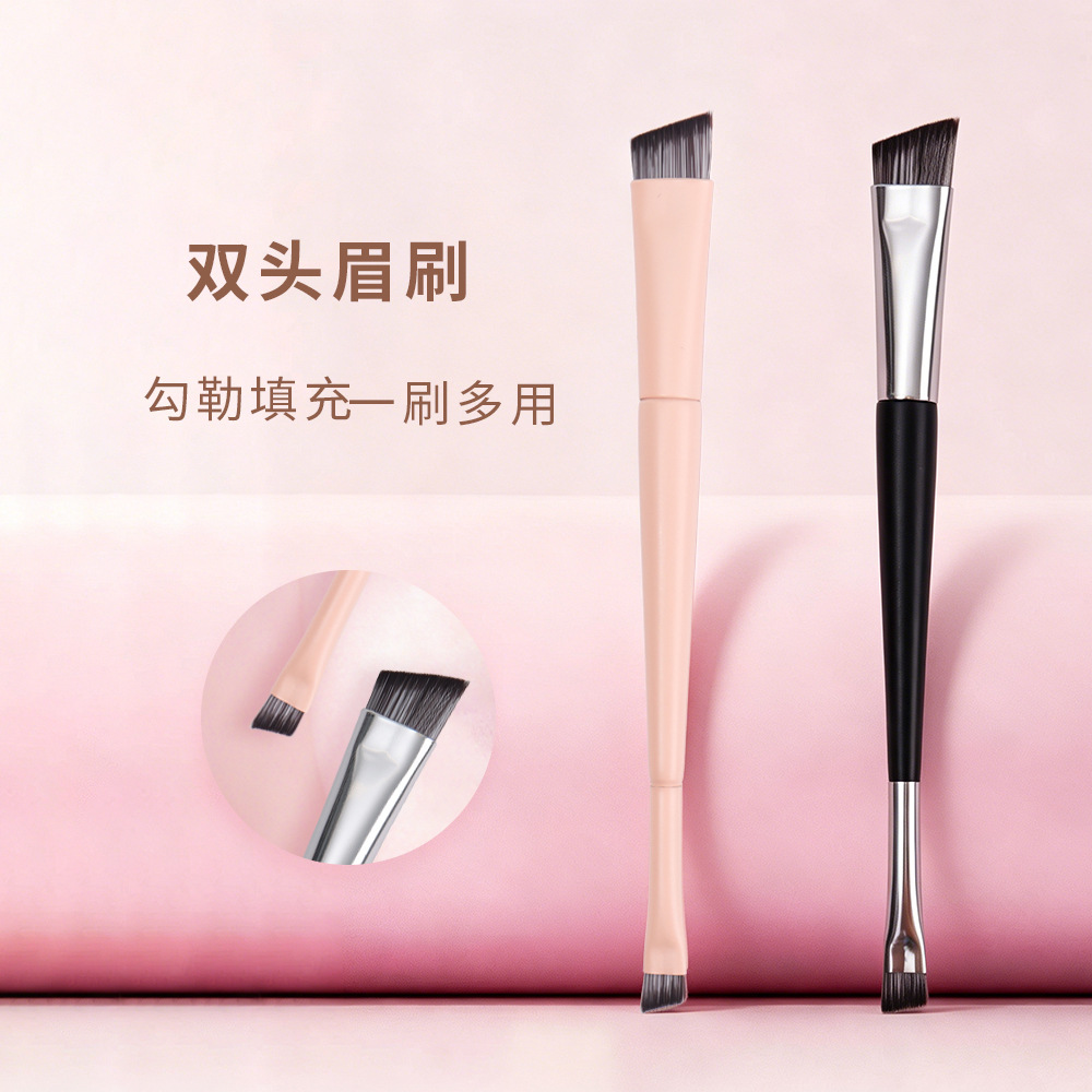 Makeup Brush, Double-Ended Eyebrow Brush, Flat-Headed Eyebrow Powder Brush, Two-In-One Eyebrow Brush, Eyebrow Pencil Brush, Blade Brush for Eyes