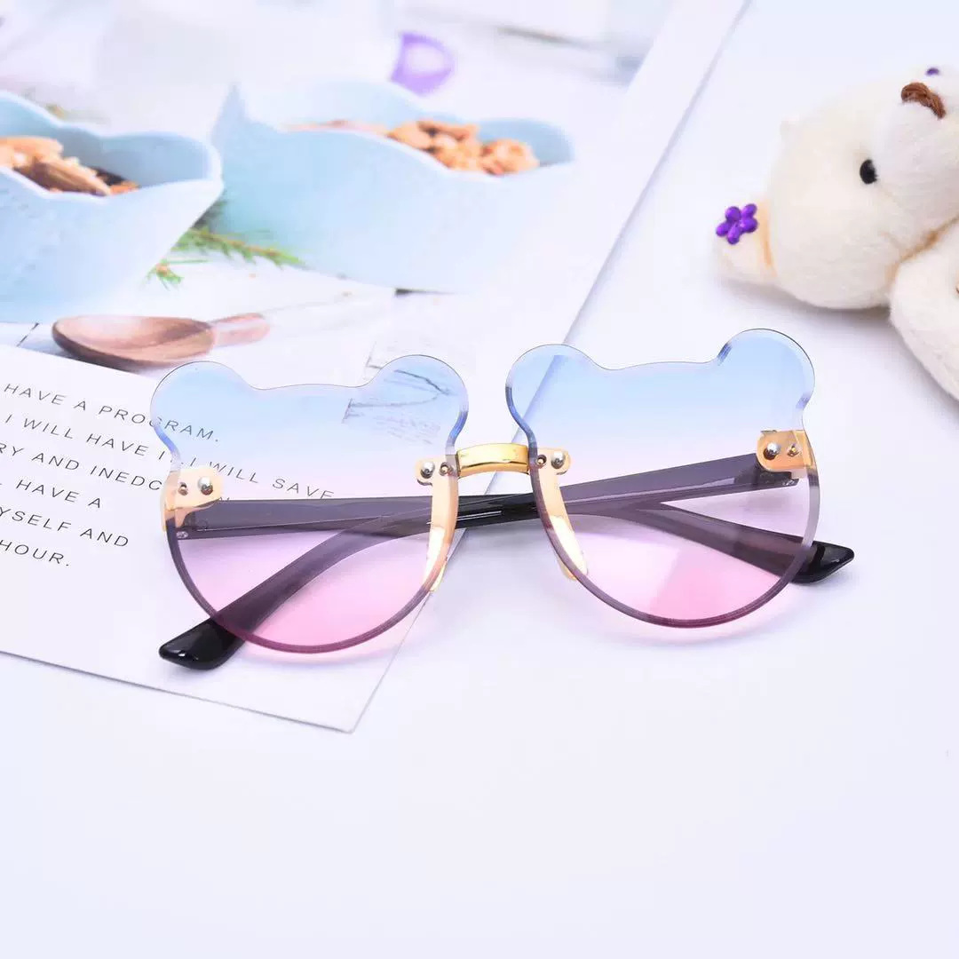 Nuevo oso gafas de sol de los niños raqueta de calle vanguardia moda calle raqueta copia pieza sin marco chica gafas de sol fábrica al por mayor