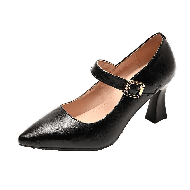 Primavera y verano nuevos zapatos negros de mujer de tacones agudos con tacones altos zapatos de trabajo de viaje profesionales para mujeres