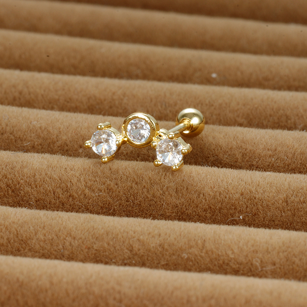 3g Weight Zircon Inlay Material Cartilage earrings Classification 1 Piece Quantity Daily Occasion Stainless Steel Material Geometric Pattern Women's Gender Plating, Inlay Design Simple Style Style 1 Piece Simple Style Geometric Plating Inlay Stainless Steel Zircon Cartilage Earrings 10