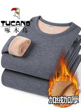 啄木鸟冬季加绒加厚款保暖衣男士套装打底内穿中老年防寒秋衣秋裤