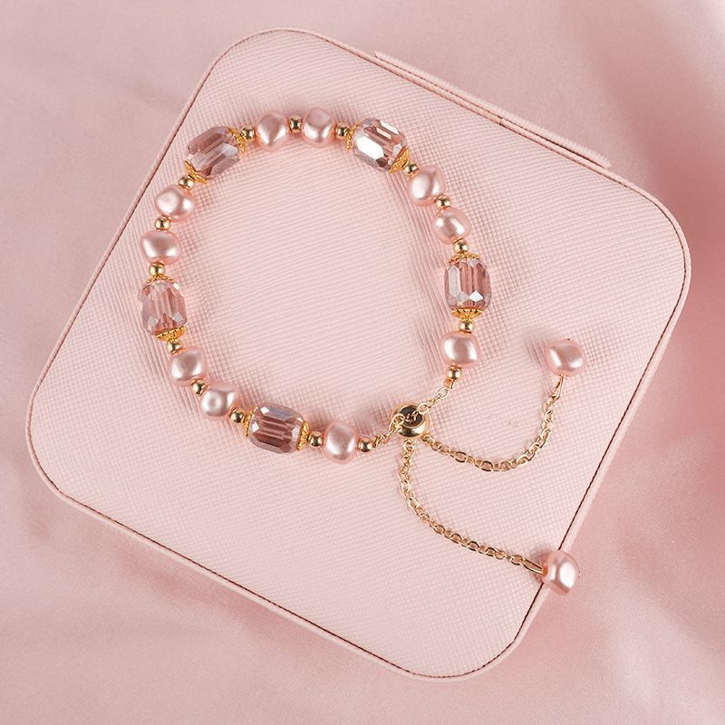 S406-빈티지 퍼플 크리스탈 모조 진주 팔찌 #SZ1432