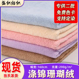 现货供应涤锦珊瑚绒吸水毛绒布 干发帽浴袍浴巾家居服睡衣面料
