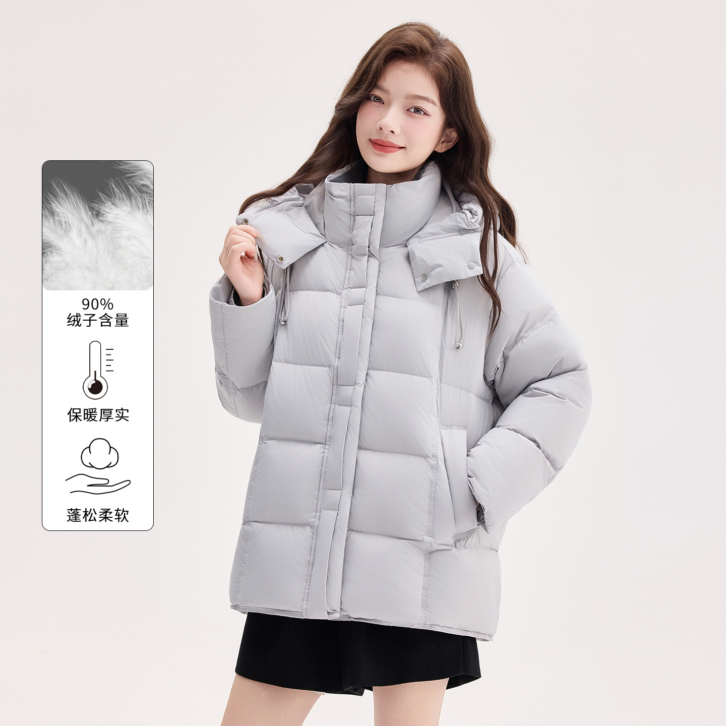 여성을위한 한국 스타일 90 벨벳 짧은 다운 재킷 2025 겨울 새로운 방풍 스탠드 칼라 후드 두꺼운 따뜻한 거북이 등 재킷