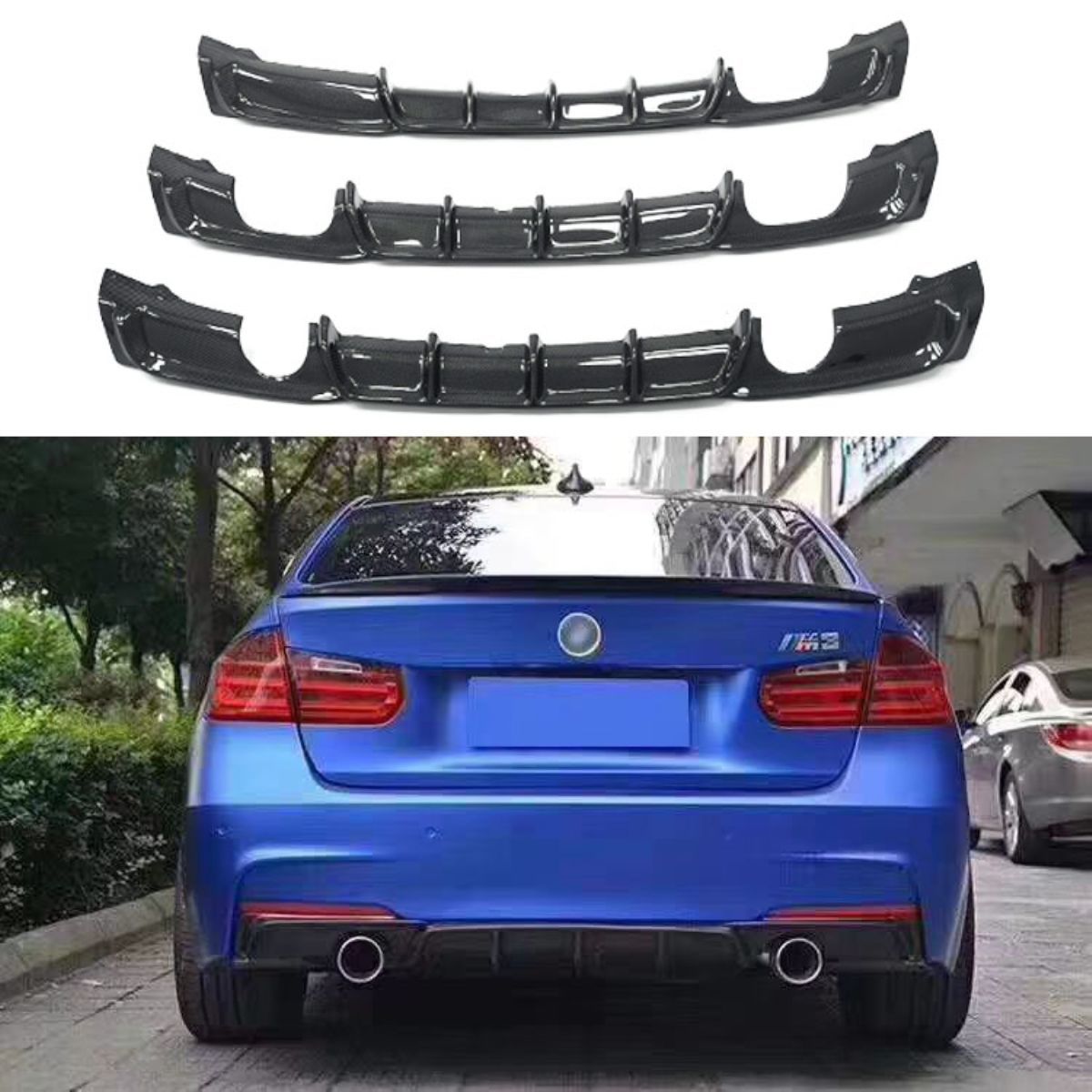 Difusor de Labio Trasero para BMW Serie 3 F30 F35 328 320im Doble Salida para Coche