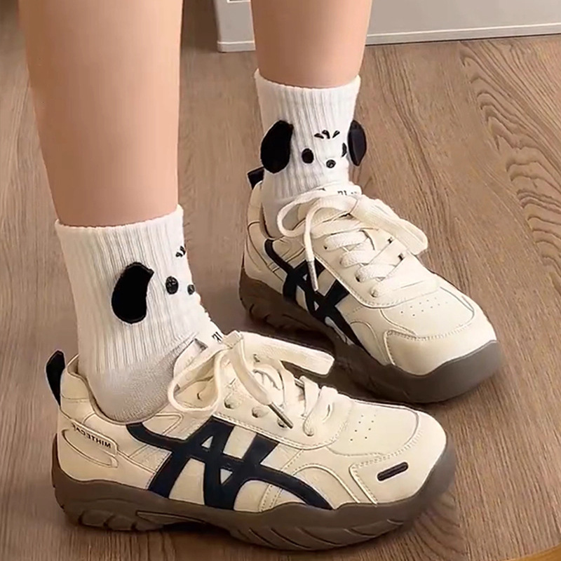 牛皮版~厚底德训鞋女秋季软底女鞋真皮阿甘老爹鞋百搭休闲运动鞋|undefined