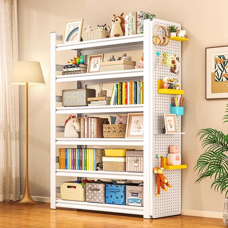 Estante de almacenamiento de tablero de agujeros multicapa de acero Estante de almacenamiento de libros de imágenes Estante de almacenamiento de libros de imágenes para niños Estante de almacenamiento de estanterías