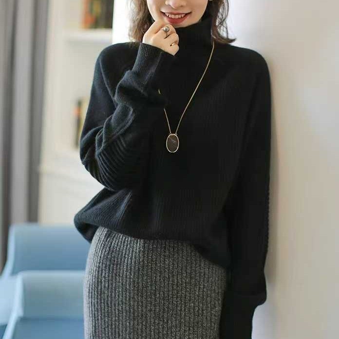 半高领毛衣女2025冬新款宽松针织打底衫休闲简约气质套头加厚上衣|undefined