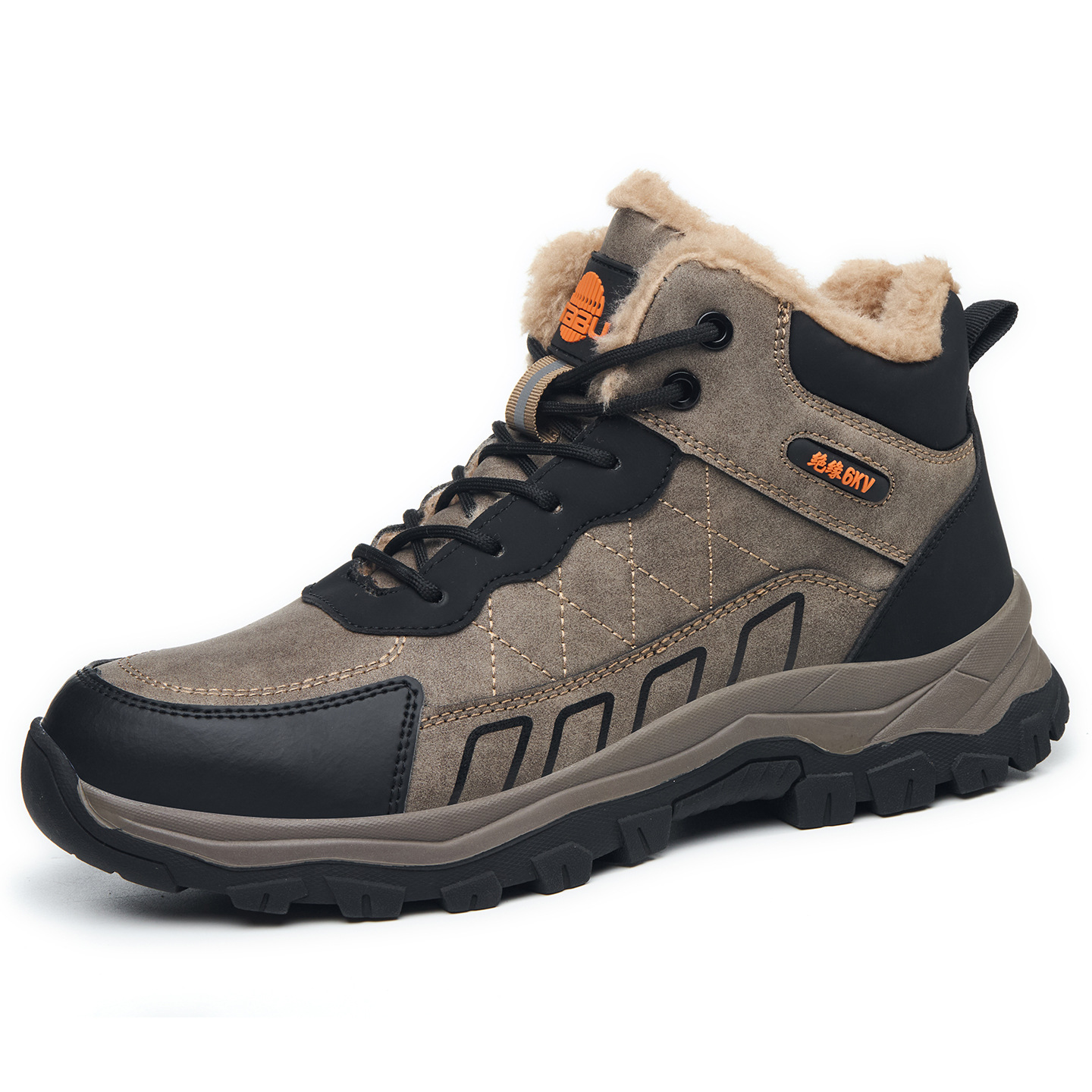Invierno de alta altura zapatos de protección laboral para hombres con terciopelo grueso anti-golpe anti-perforación ligero resistente al desgaste impermeable zapatos de algodón de seguridad del sitio de construcción
