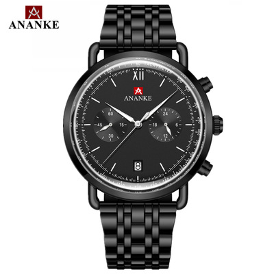 Anan engraved ANANKE Cross border multi-function man watch fashion Steel table calendar waterproof Luminous watch watch