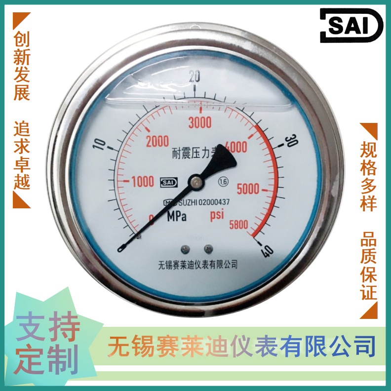 无锡赛莱迪耐震压力表YN-150ZT轴向带边耐震表