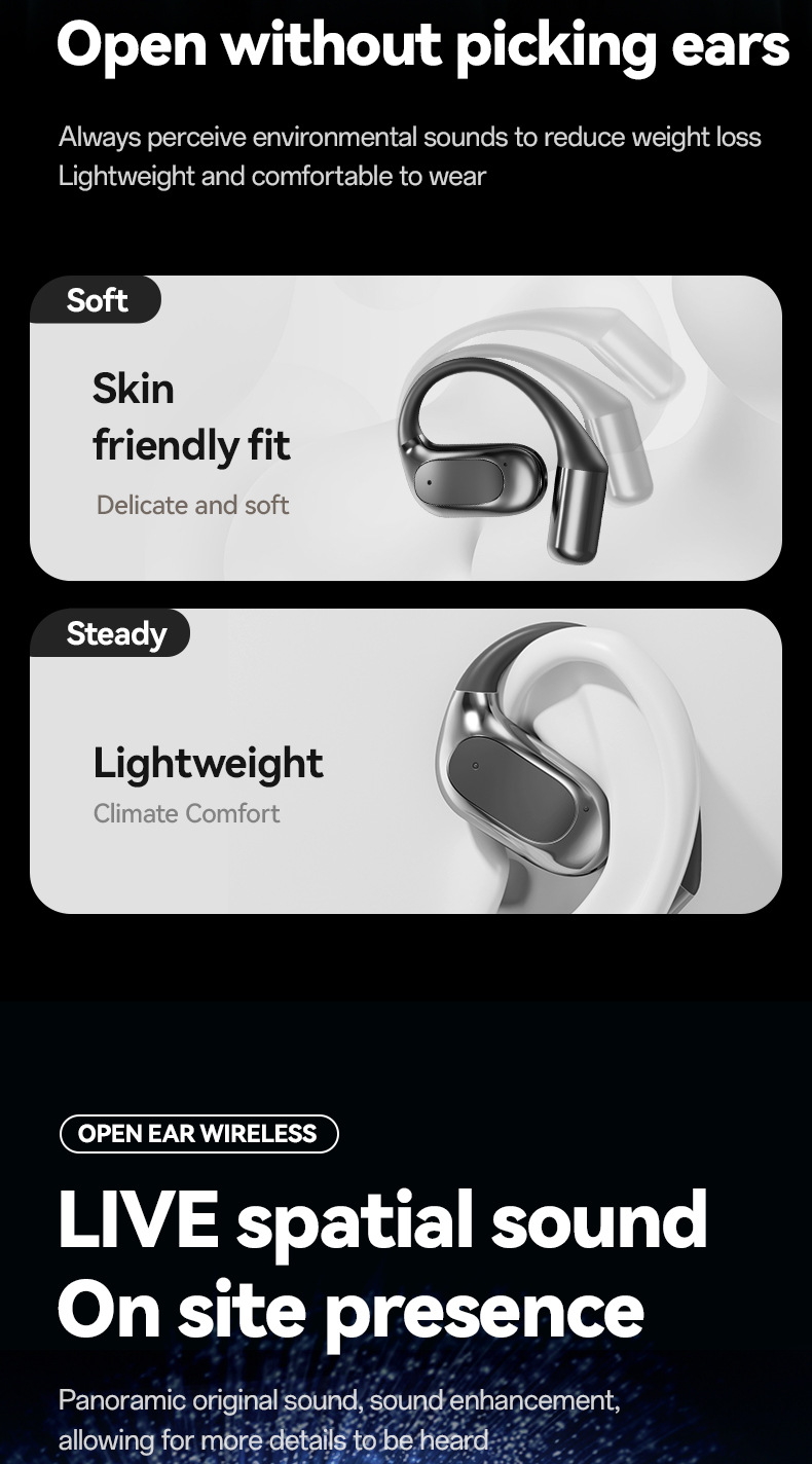 Nouveau modèle intra-auriculaire sport sans fil à haut rapport qualité-prix, réduction de bruit, longue autonomie, conception ouverte._voghion.com