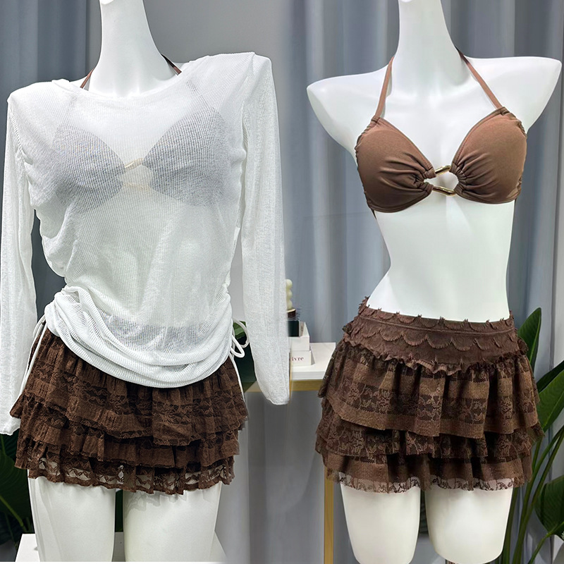 Women's Clothing Three Piece Swimsuit Set Pure Sexy Bikini Loose Cover Up Slimming Hot Springs Perfect_voghion.com