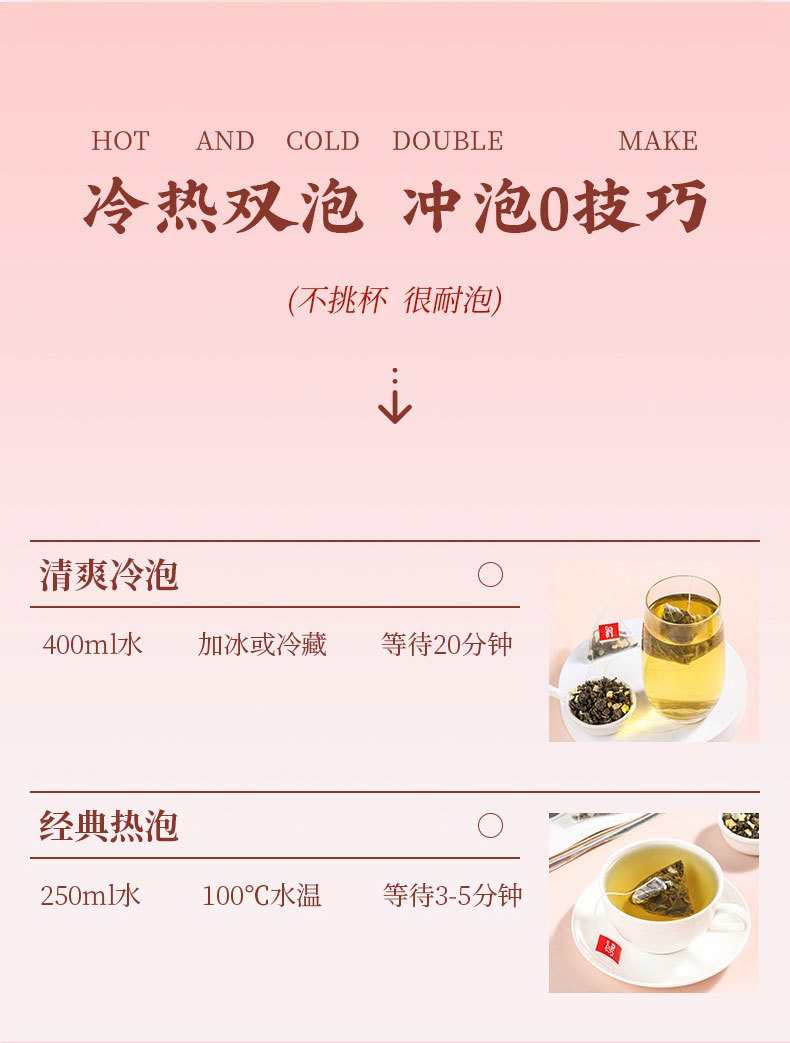 Peach Oolong Tea Bags (Camellia sinensis + Apple + Peach) — Triangle Sachets, Sugar-Free Fruit Tea in use