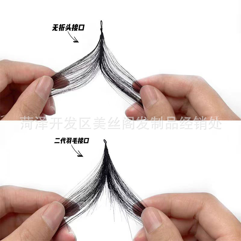新しいヘアエクステンション、本物の人毛、第三世代フェザーヘアエクステンション、折り目なしフェザーヘアエクステンション、本物の人毛女性用フルヘッドウィッグ|undefined
