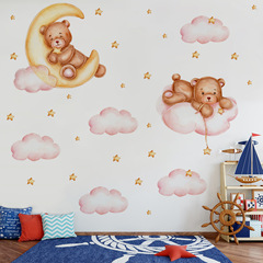 New AD9105 cartoon bear cloud star moon children's room living room home wall decoration sticker