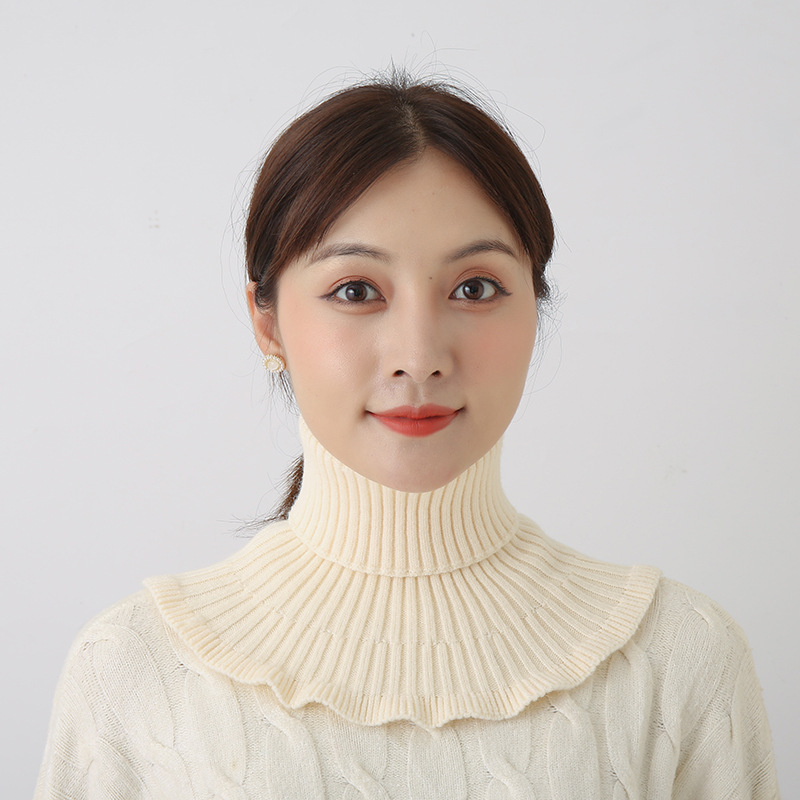 Baja de cabeza para mujeres de otoño y invierno caliente para proteger la columna cervical de color sólido elástico tejido cuello falso suéter cuello alto cuello