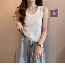 外穿高弹修身夏季无袖内搭打底衫短款上衣白色时尚针织吊带背心女