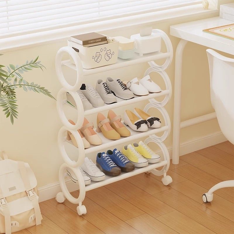 Zapatero de venta caliente del sudeste asiático, estante de entrada, dormitorio, habitación de alquiler, mesa móvil a prueba de polvo, armario de zapatos de almacenamiento inferior