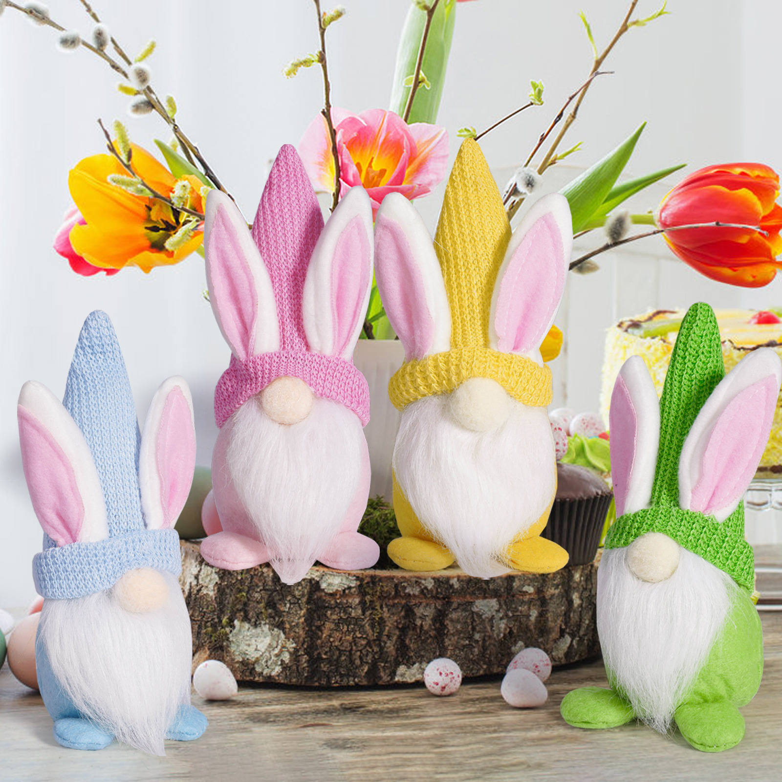 Nuevos productos transfronterizos de conejo de Pascua muñeca enana atmósfera de fiesta decoración adorable conejo Rudolph decoración