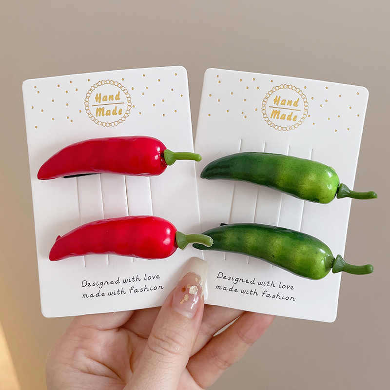 Simulación chile clip de cabello extraña comida frita clip de cabello lateral clip de frisa adornamiento de cabello creativo extraño tocado de hechizo