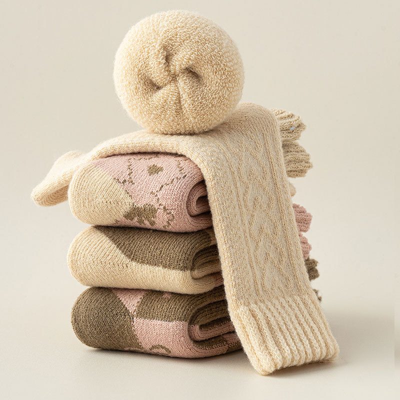 Calzini da donna invernali nuovi calzini tubolari medi calzini caldi calzini asciugamano autunno e inverno calzini casual in cotone calzini rosa calzini da notte_voghion.com