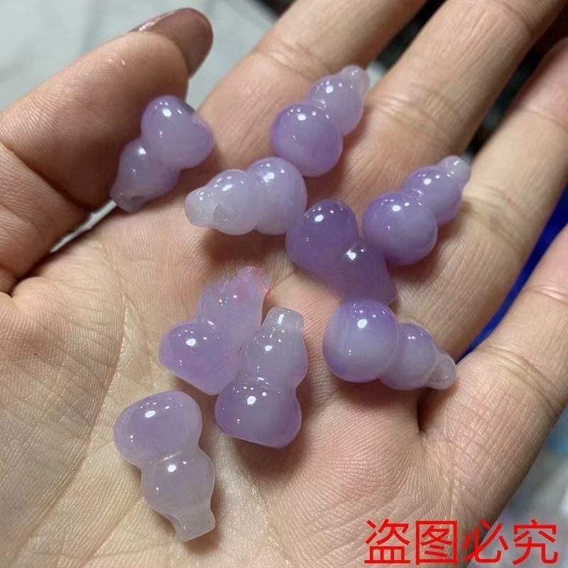 ミャンマーの翡翠の氷の種のバイオレットの小さい瓢箪の散珠はDIYの部品の材料のペンダントのブレスレットのネックレスを飾って玉を配合します。|undefined