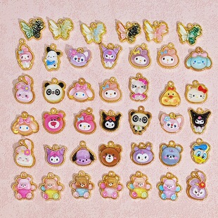 Cartoon resin alloy pendant pendant diy perforated handmade jewelry bracelet necklace earrings beaded accessories material